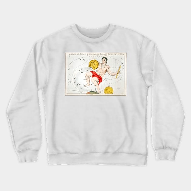 The zodiacs Aquarius, Piscis Australis and Ballon Aerostatique by Sidney Hall (1831) Crewneck Sweatshirt by WAITE-SMITH VINTAGE ART